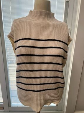 Anthropologie Sleeveless Striped Knit Sweater in Beige and Black